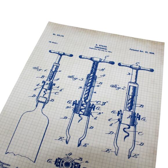 6 BAR Patent Prints 5x7" Wine Beer Keg FREE SHIPPING Antiqued Grid BlueInk Craft - Picture 9 of 11